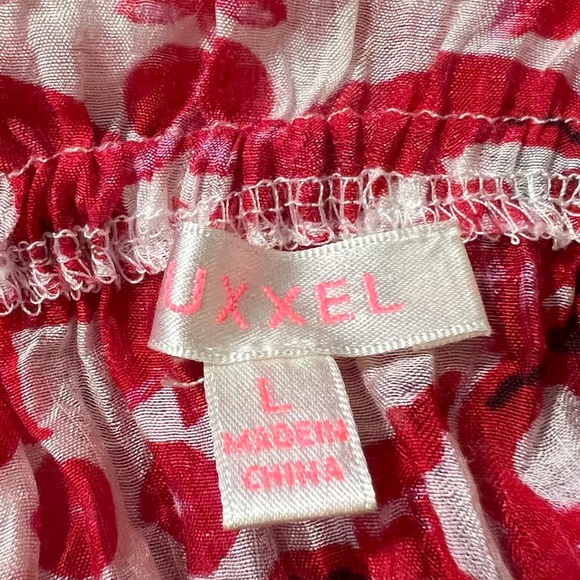 Luxxel Red and White Smocked Bodice Layered Mini Dress - Picture 7 of 9